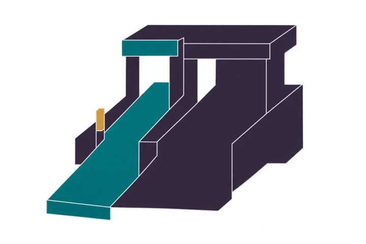 Two adjacent bridge entry lanes of different widths